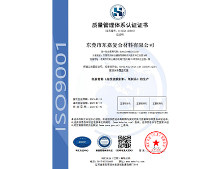 Quality Management System Certification Certificate